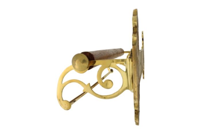 Porte-rouleau De Papier Toilette Vintage En Laiton Bruni Et Bois - Suspension Murale