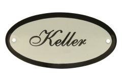 Plaque de porte ovale émaillée "Keller" 100x50 mm