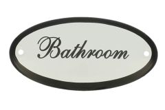 Plaque de porte ovale émaillée "bathroom" 100x50mm