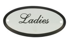 Plaque de porte ovale émaillée "Ladies" 100x50mm