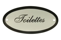 Plaque de porte ovale émaillée "Toilettes" 100x50 mm