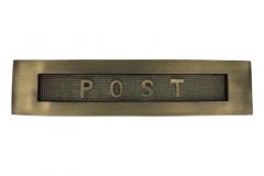 Entrée de boîte aux lettres gaufré "POST" laiton patiné