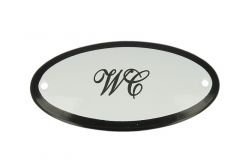 Plaque de porte ovale émaillée "WC" 100x50mm