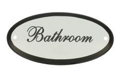 Plaque de porte ovale émaillée "bathroom" 100x50mm