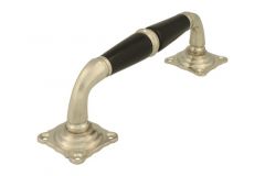 Poignée de porte 180mm ornementée nickel satiné bois d'ébène