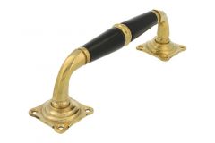 Poignée de porte 180mm ornementée laiton poli bois d'ébène