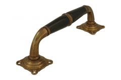 Poignée de porte 180mm ornementée laiton patiné bois d'ébène