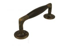 Poignée de porte 180mm laiton patiné bois d'ébène