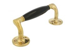 Poignée de porte 168mm déportée laiton poli bakélite