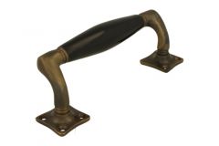 Poignée de porte 155mm déportée laiton patiné bakélite