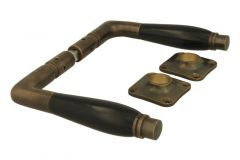 Béquilles de porte laiton patiné bakélite, paire (1928)