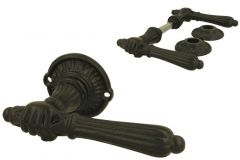 Béquilles de porte en fonte avec main + Rosaces rondes