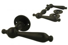 Béquilles de porte noir modèle classique sur rosaces rondes