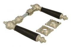 Béquilles de porte nickel satiné bois d'ébène (1892) paire