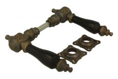 Béquilles de porte laiton patiné bois d'ébène (paire)