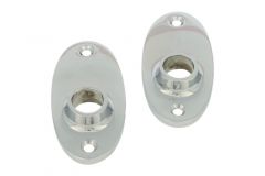 Rosace ovale en chrome, paire (vis relieuse)