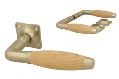 Béquilles de porte nickel satiné bois de hêtre (1930)