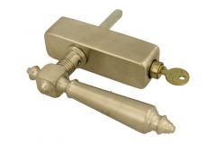 Poignée de fenêtre à clé (1890) nickel satiné