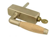 Poignée de fenêtre à clé (1930) nickel satiné bois de hêtre