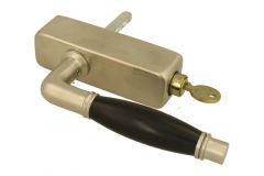 Poignée de fenêtre à clé (1926) nickel satiné bois d'ébène
