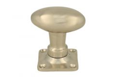Bouton tournant ovale nickel satiné sur rosace carrée