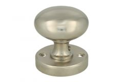 Bouton tournant rond nickel satiné sur rosace ronde