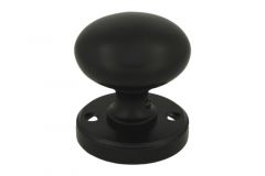 Bouton tournant rond laiton noir sur rosace ronde