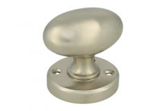 Bouton tournant ovale nickel satiné sur rosace ronde