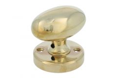 Bouton tournant ovale laiton poli sur rosace ronde