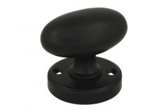 Bouton tournant ovale laiton noir sur rosace ronde