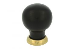 Bouton de meuble bois d'ébène laiton poli 39mm H48mm