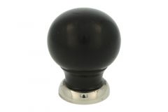 Bouton de meuble bois d'ébène laiton nickelé 39mm H48mm