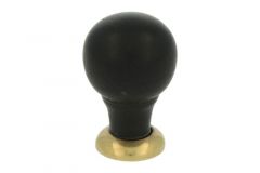 Bouton de meuble bois d'ébène laiton poli 25mm H39mm