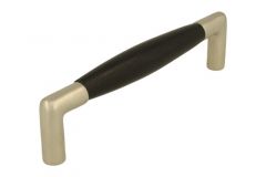 Poignée de cuisine nickel satiné bois d'ébène, entr. 128mm