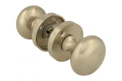 Bouton de porte rond nickel satiné avec rosace ronde (paire)