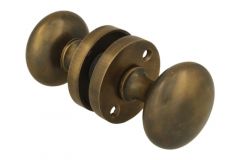 Bouton de porte rond laiton patiné avec rosace ronde (paire)
