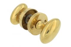 Bouton de porte ovale laiton poli avec rosace ronde