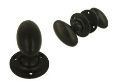 Bouton de porte double ovale en fonte noire