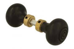 Bouton de porte bois d'ébène combiné avec laiton poli