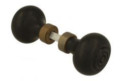 Bouton de porte bois d'ébène combiné avec laiton patiné