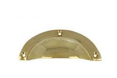 Poignée coquille coulée laiton poli 100x40mm 70 gr