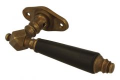 Poignée de fenêtre laiton patiné bois d'ébène (1900)