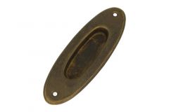 Poignée cuvette ovale porte coulissante laiton patiné (1930)