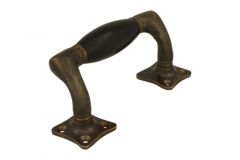 Poignée de tirage 115mm déportée laiton patiné bois d'ébène