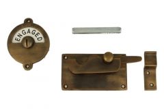 Verrou de porte de WC Vacant/Engaged 92x52mm laiton patiné