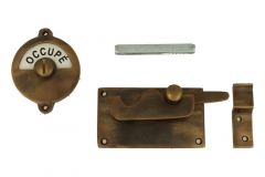Verrou de porte de WC Libre/Occupé 92x52mm en laiton patiné