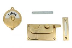 Verrou de porte de WC Libre/Occupé 92x52mm en laiton poli