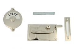Verrou de porte de WC Libre/Occupé 92x52mm en laiton nickelé