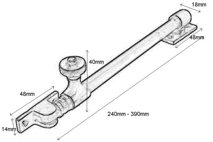 Entrebailleur de fenêtre laiton poli 290 mm (1915)