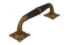 Poignée de porte 180mm ornementée laiton patiné bois d'ébène